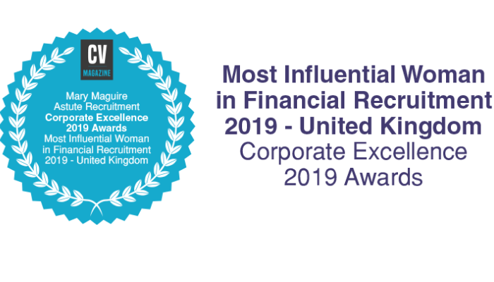 CV Magazine Award Mary Maguire Most Influential Woman in Financial Recruitment 2019
