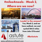 Astute Recruitment's 2nd week of our #miles4meals and we have covered an incredible 564.5 miles!