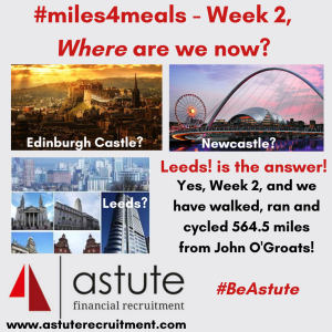 Astute Recruitment's 2nd week of our #miles4meals and we have covered an incredible 564.5 miles! 